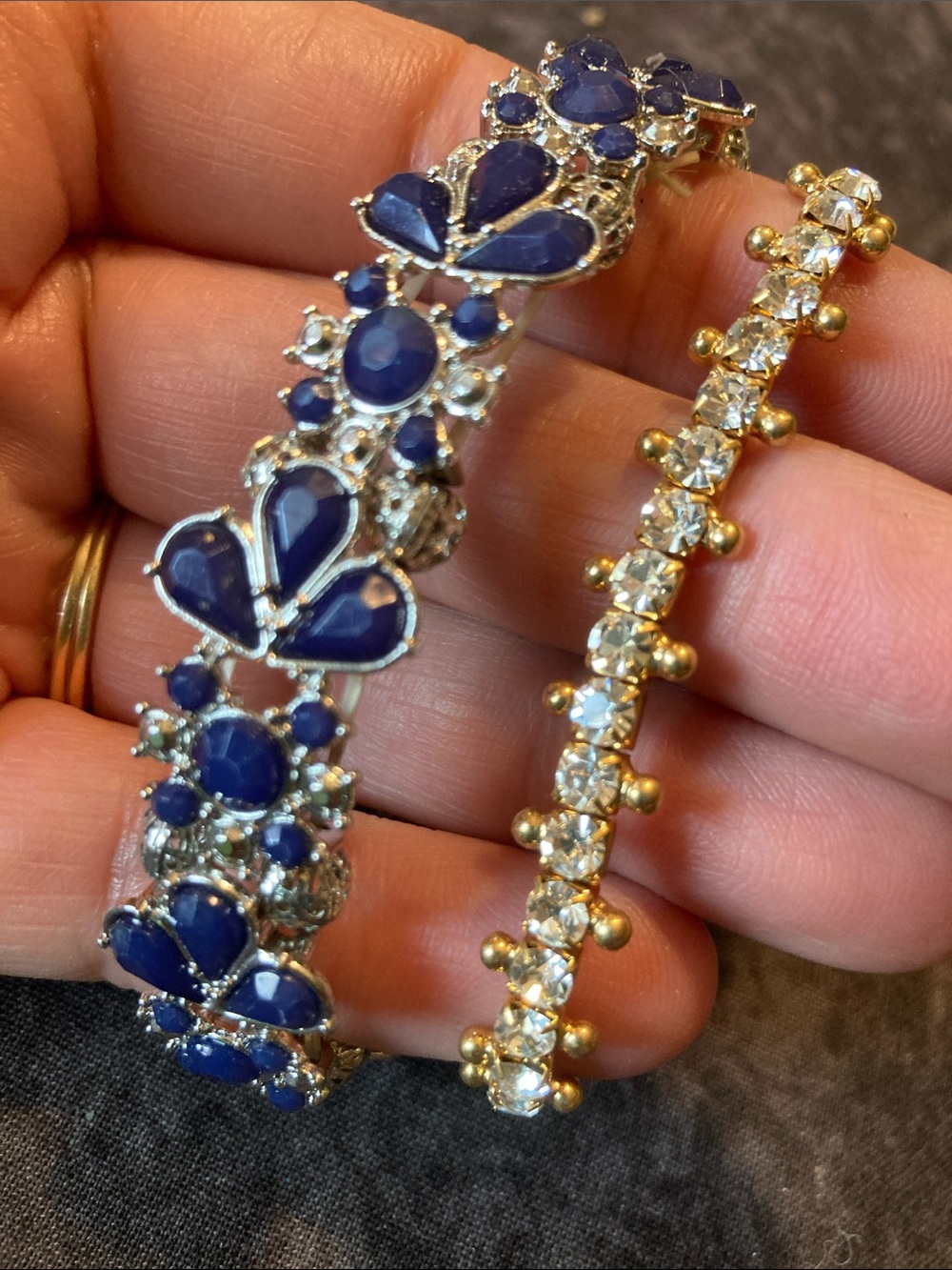 Classic Blue Floral & Crystal Bracelet Bundle